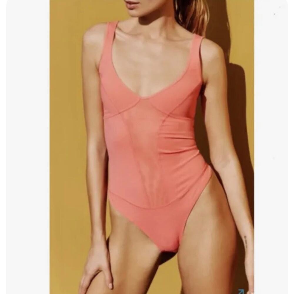 Free People Movement Heart of Gold Leotard low back pink medium NWT